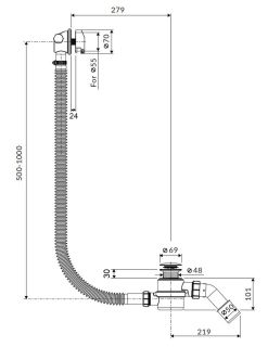 Слив-перелив для ванны Excellent Hover ARIN.3410GL с наполнением 60/80/100 см золото